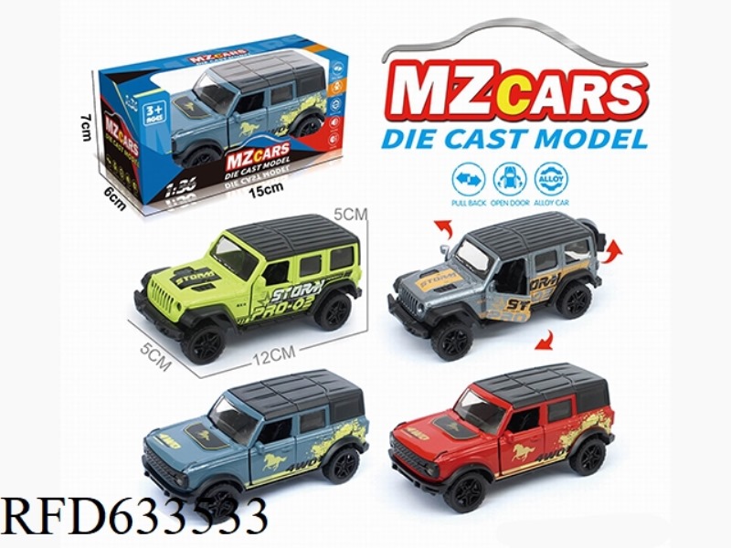 1/36 ALLOY MODEL 3 OPEN DOOR PULL-BACK SUV (TRANSFER PLATE)