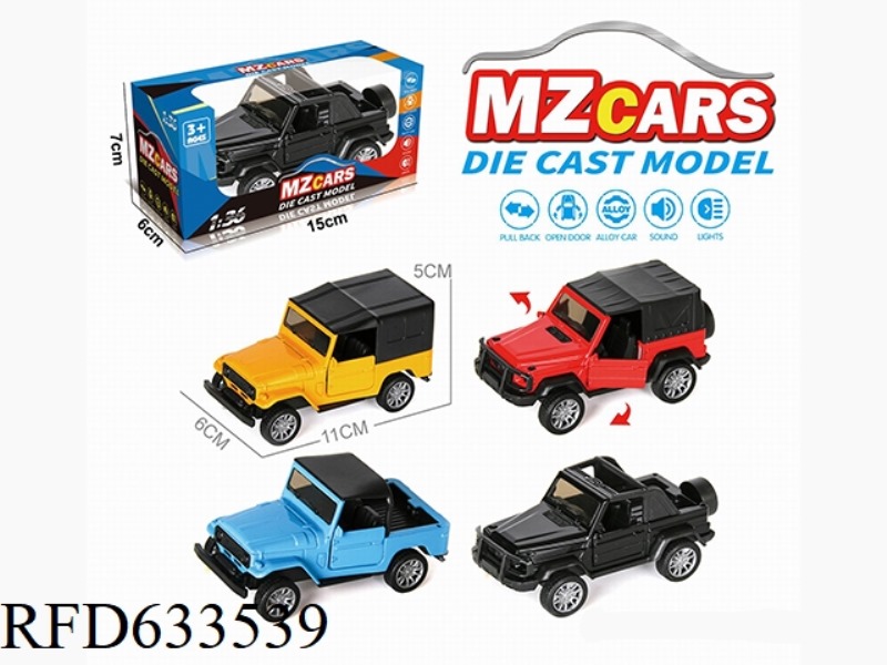 1/36 ALLOY MODEL OFF-ROAD OPEN DOOR PULL-BACK CAR (SOUND & LIGHT VERSION)