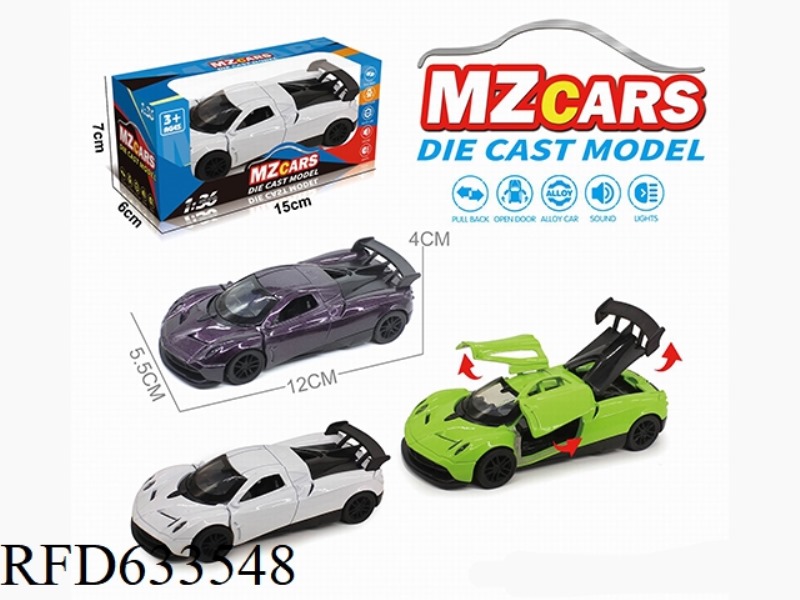 1/36 ALLOY MODEL 3 OPEN DOOR PULL-BACK SPORTS CAR (SOUND & LIGHT VERSION)