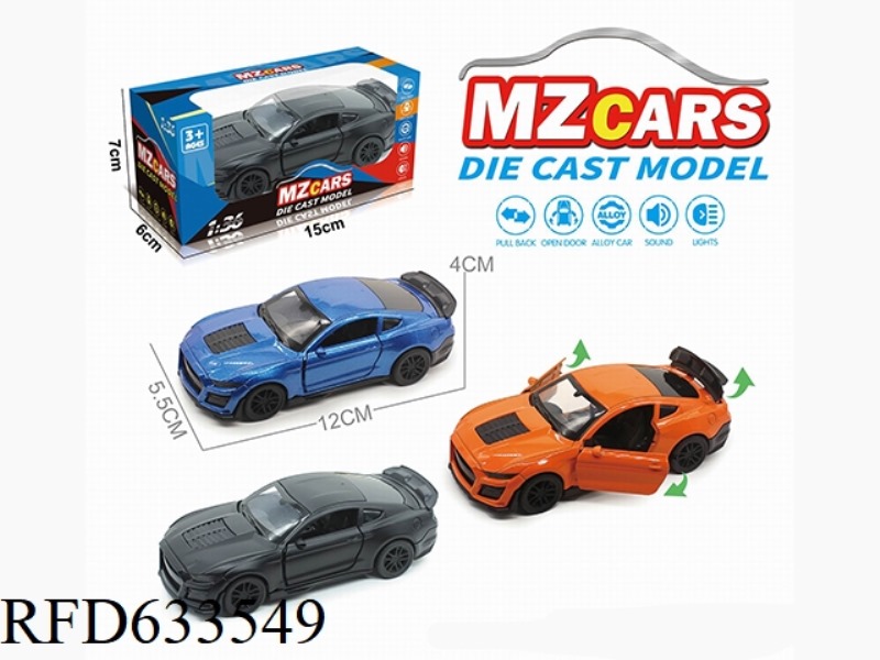 1/36 ALLOY MODEL 3 OPEN DOOR PULL-BACK SPORTS CAR (SOUND & LIGHT VERSION)