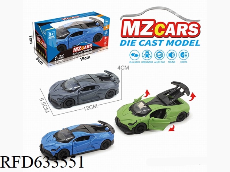 1/36 ALLOY MODEL 3 OPEN DOOR PULL-BACK SPORTS CAR (SOUND & LIGHT VERSION)