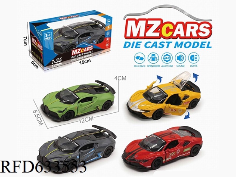 1/36 ALLOY MODEL 3 OPEN DOOR PULL-BACK SPORTS CAR (SOUND & LIGHT VERSION)