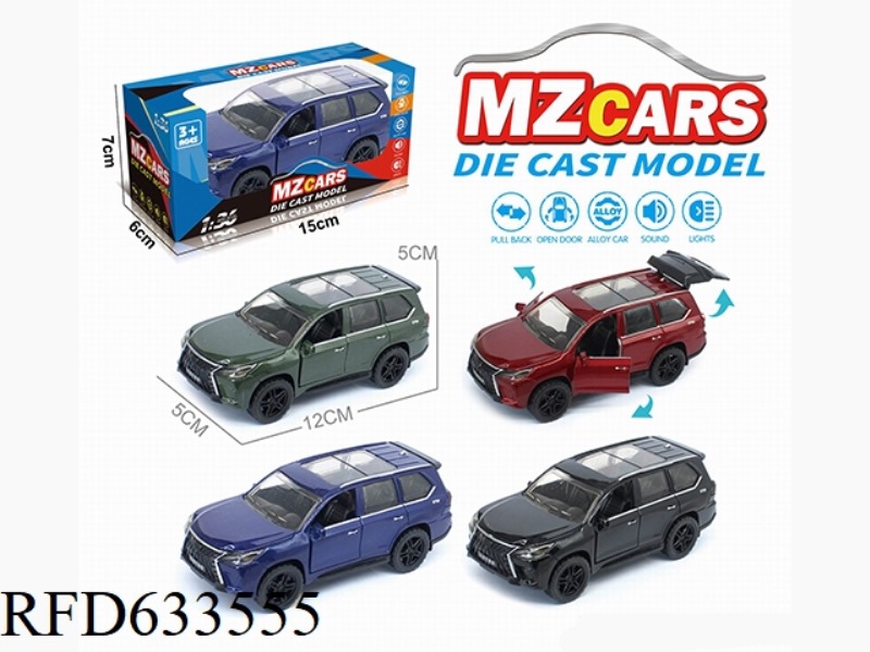 1/36 ALLOY MODEL 3 OPEN DOOR PULL-BACK SUV (SOUND & LIGHT VERSION)