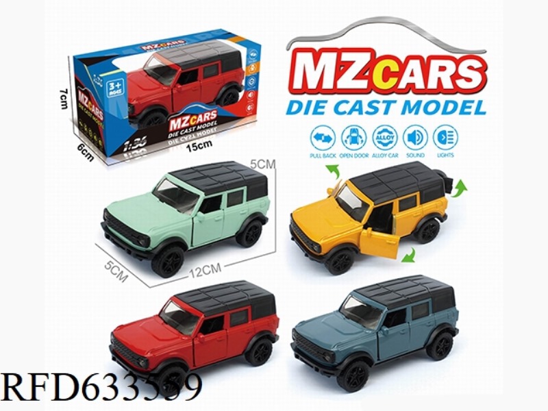 1/36 ALLOY MODEL 3 OPEN DOOR PULL-BACK SUV (SOUND & LIGHT VERSION)