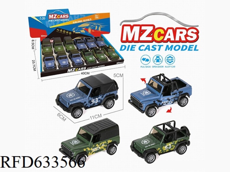 1/36 ALLOY MODEL OFF-ROAD DOOR PULL-BACK CAR 12PCS