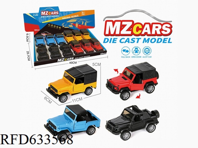 1/36 ALLOY MODEL OFF-ROAD DOOR PULL-BACK CAR 12PCS