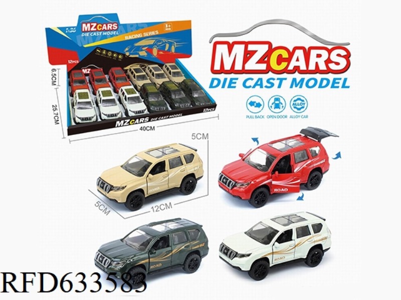1/36 ALLOY MODEL 3 OPEN DOOR PULL-BACK SUV 12PCS