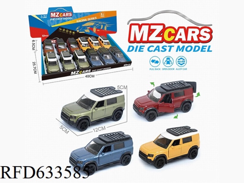 1/36 ALLOY MODEL 3 OPEN DOOR PULL-BACK SUV 12PCS