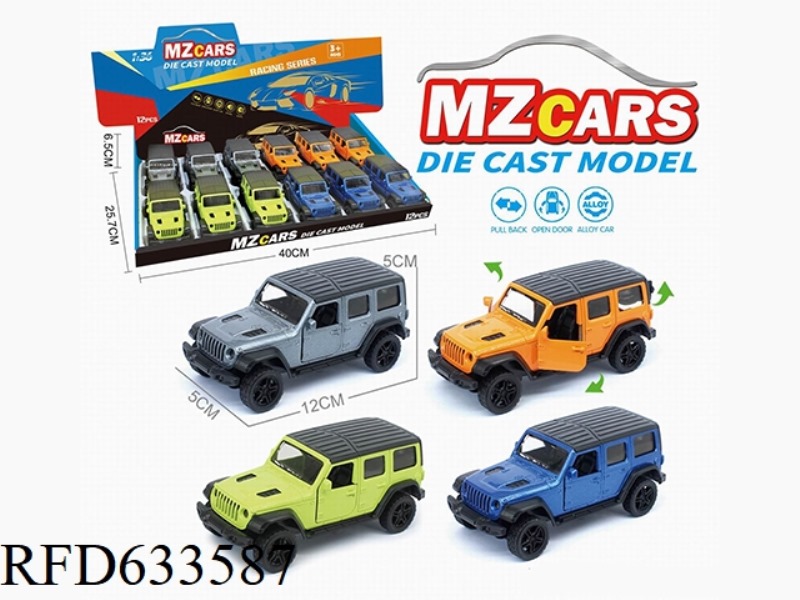 1/36 ALLOY MODEL 3 OPEN DOOR PULL-BACK SUV 12PCS