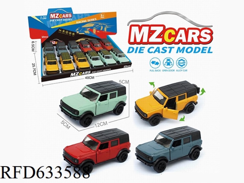1/36 ALLOY MODEL 3 OPEN DOOR PULL-BACK SUV 12PCS