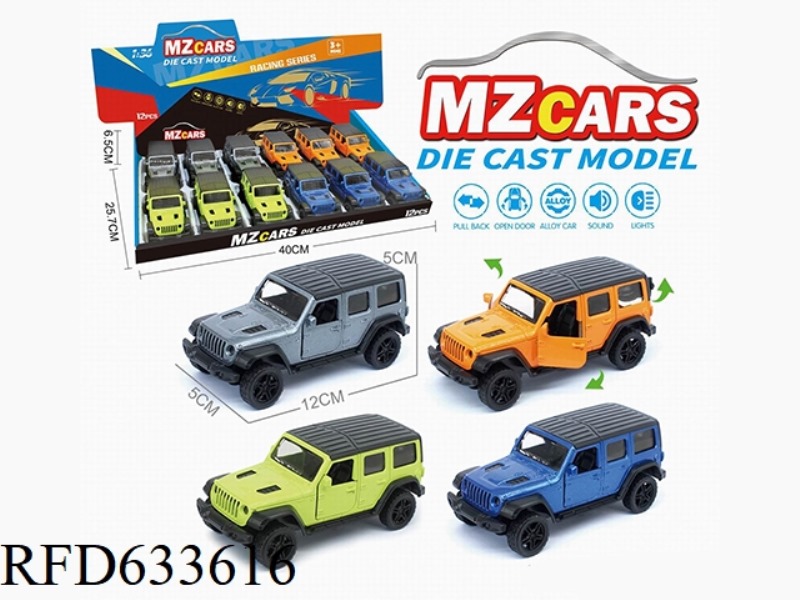 1/36 ALLOY MODEL 3 OPEN DOOR PULL-BACK SUV 12PCS (SOUND & LIGHT VERSION)