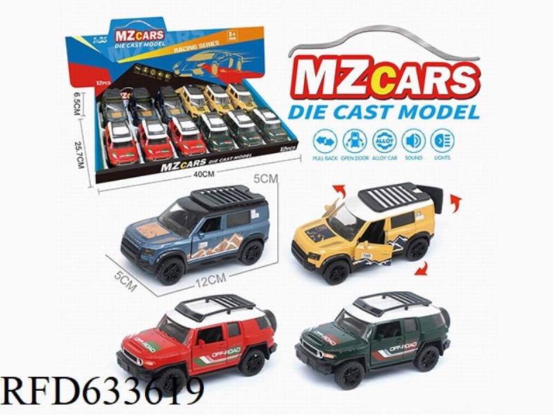 1/36 ALLOY MODEL 3 OPEN DOOR PULL-BACK OFF-ROAD VEHICLE 12PCS (TRANSFER PLATE) (SOUND AND LIGHT PLAT