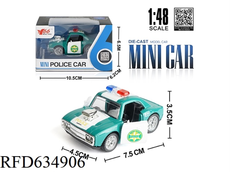 1: 48 Q VERSION PULL BACK POLICE CAR DODGE