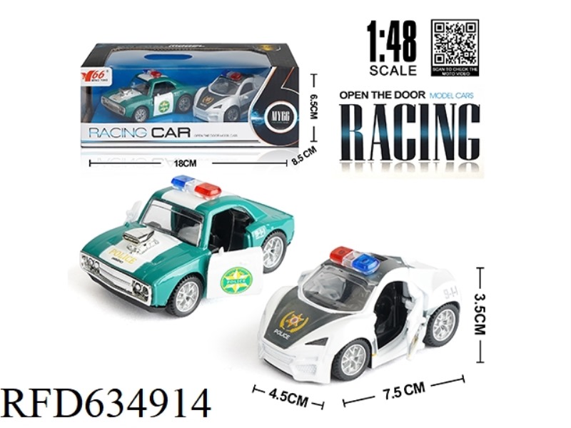 1: 48 Q VERSION PULL BACK POLICE CAR DODGE/LEIKEN