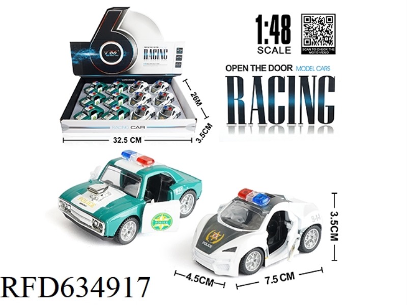 1: 48 Q VERSION PULL BACK POLICE CAR DODGE/LEIKEN