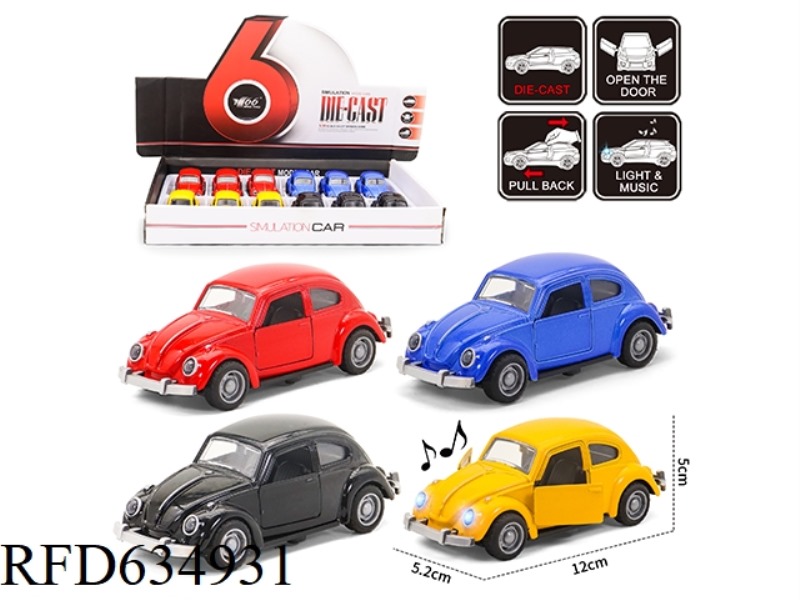 ALLOY PULL-BACK CAR WITH LIGHTS AND MUSIC BEATLES