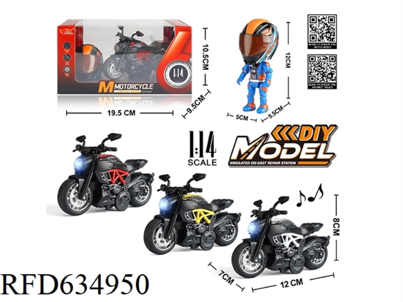 1:14 ALLOY PULAI DUCATI MOTORCYCLE WITH LIGHTS AND MUSIC