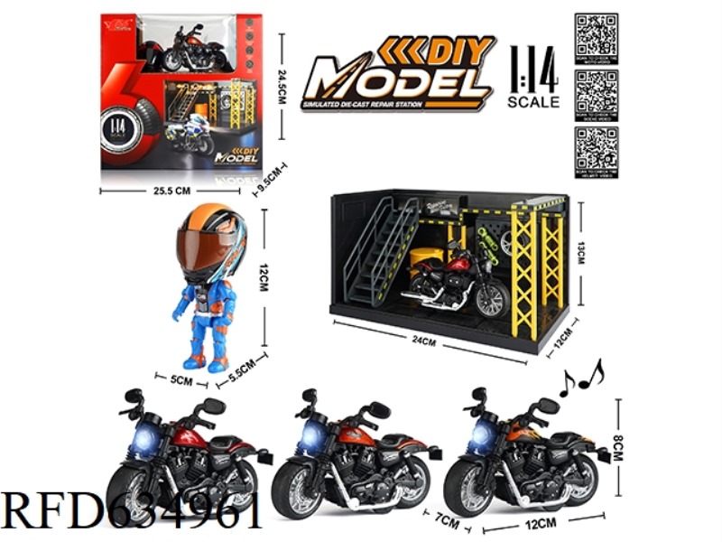 1:14 ALLOY PULL-BACK HARLEY WITH LIGHTS AND MUSIC