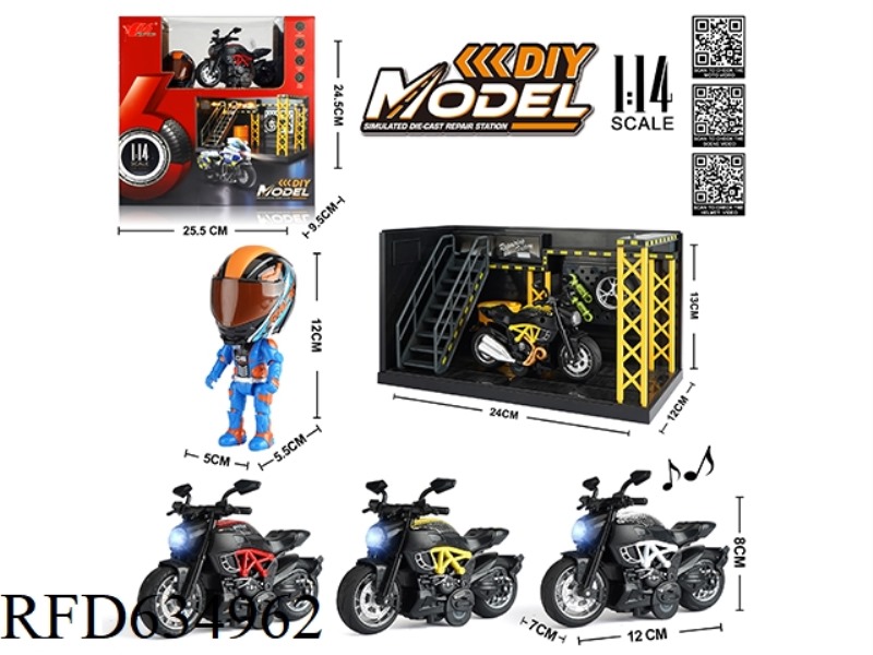 1:14 ALLOY PULAI DUCATI MOTORCYCLE WITH LIGHTS AND MUSIC