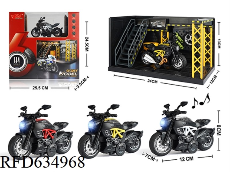 1:14 ALLOY PULAI DUCATI MOTORCYCLE WITH LIGHTS AND MUSIC