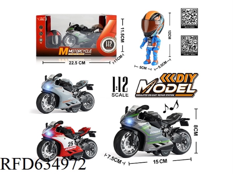 1:12 ALLOY PULAI DUCATI MOTORCYCLE WITH LIGHTS AND MUSIC
