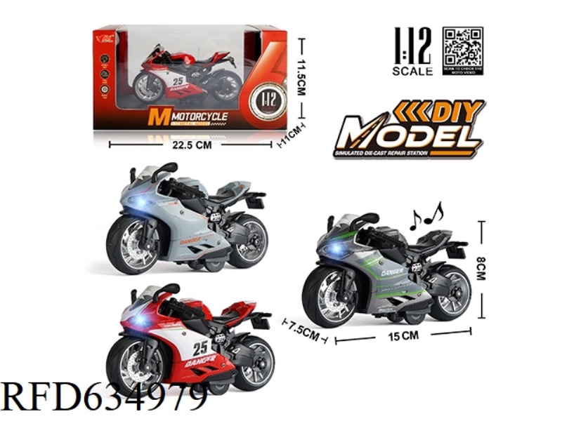 1:12 ALLOY PULAI DUCATI MOTORCYCLE WITH LIGHTS AND MUSIC
