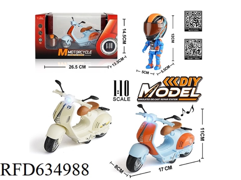 1:10 ALLOY PULL-BACK SHEEP MOTORCYCLE WITH LIGHTS AND MUSIC