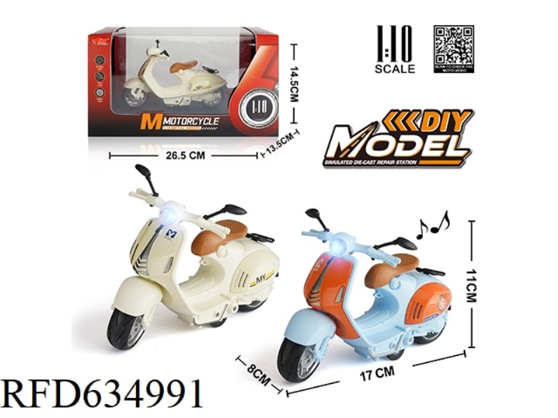 1:10 ALLOY PULL-BACK SHEEP MOTORCYCLE WITH LIGHTS AND MUSIC