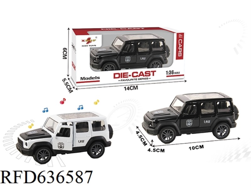 1:36 SIMULATION PULL BACK ALLOY CAR WITH TWO DOORS MERCEDES-BENZ G POLICE CAR WITH LIGHTING AND MUSI