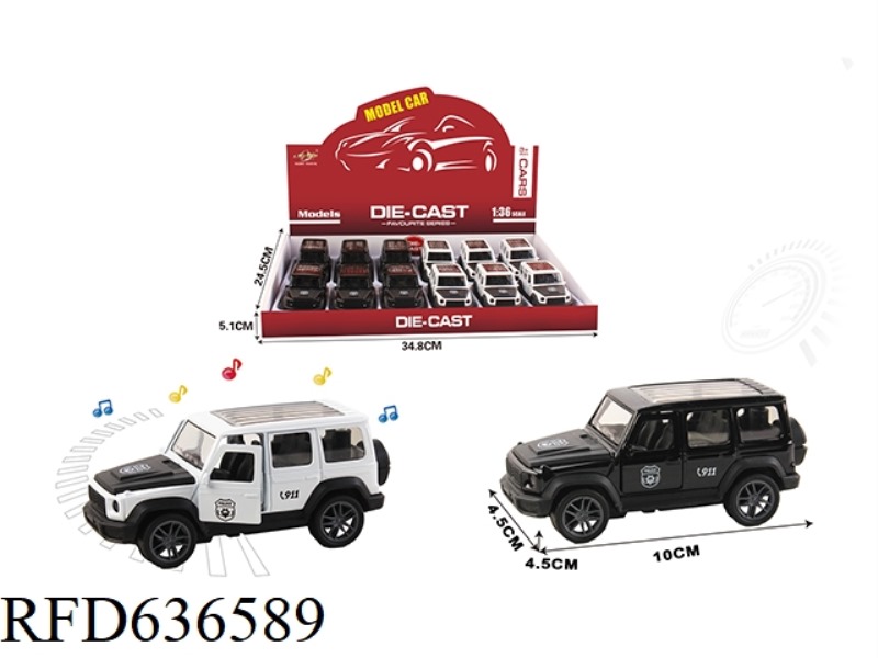 1:36 SIMULATION PULL-BACK ALLOY CAR WITH TWO DOORS MERCEDES-BENZ G POLICE CAR WITH LIGHTING AND MUSI