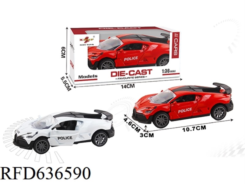 1:36 SIMULATION PULL BACK ALLOY CAR TWO-DOOR BUGATTI POLICE CAR