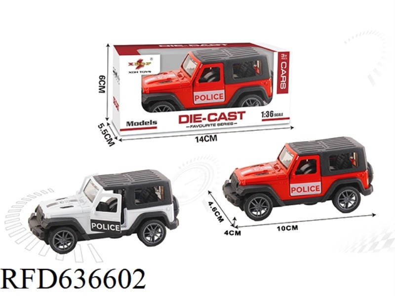 1:36 SIMULATION PULL-BACK ALLOY CAR WITH TWO DOORS HERDSMAN HARDTOP POLICE CAR.