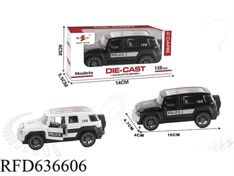 1:36 SIMULATION PULL BACK ALLOY CAR TWO-DOOR TOYOTA FJ POLICE CAR