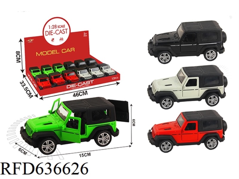 1:28 SIMULATED PULL-BACK ALLOY THREE-DOOR HERDSMAN HARDTOP 12PCS