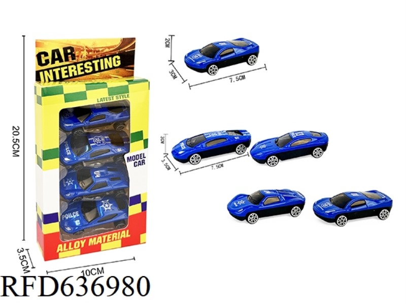 4PCS SLIDING ALLOY POLICE CARS