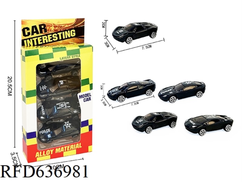 4PCS SLIDING ALLOY POLICE CARS