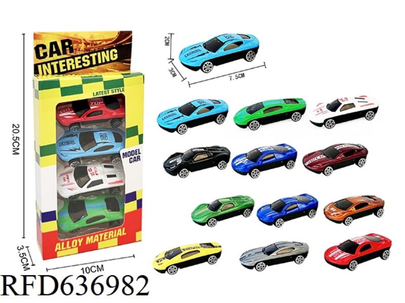 4PCS SLIDING ALLOY SPORTS CAR