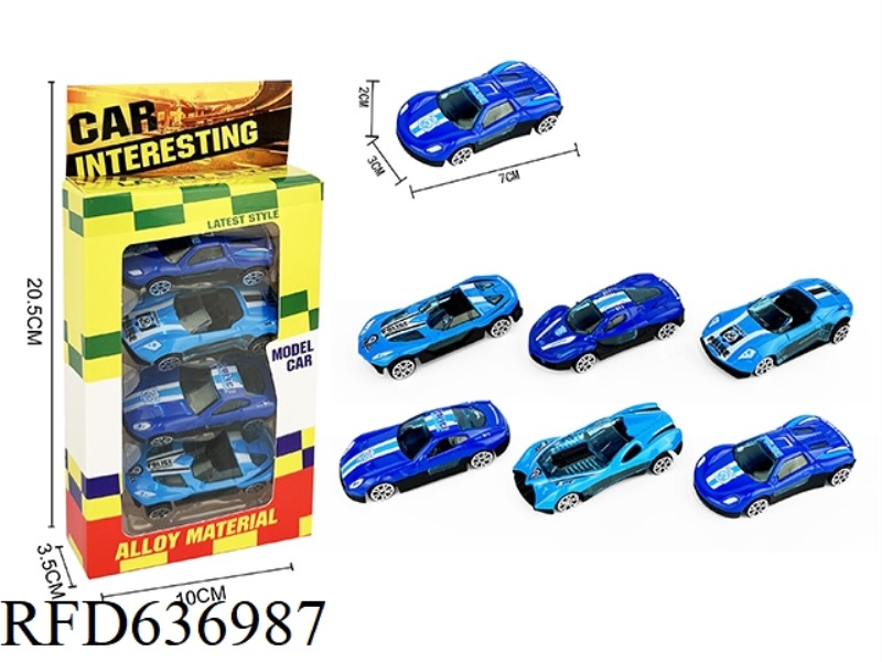 4PCS SLIDING ALLOY POLICE CARS