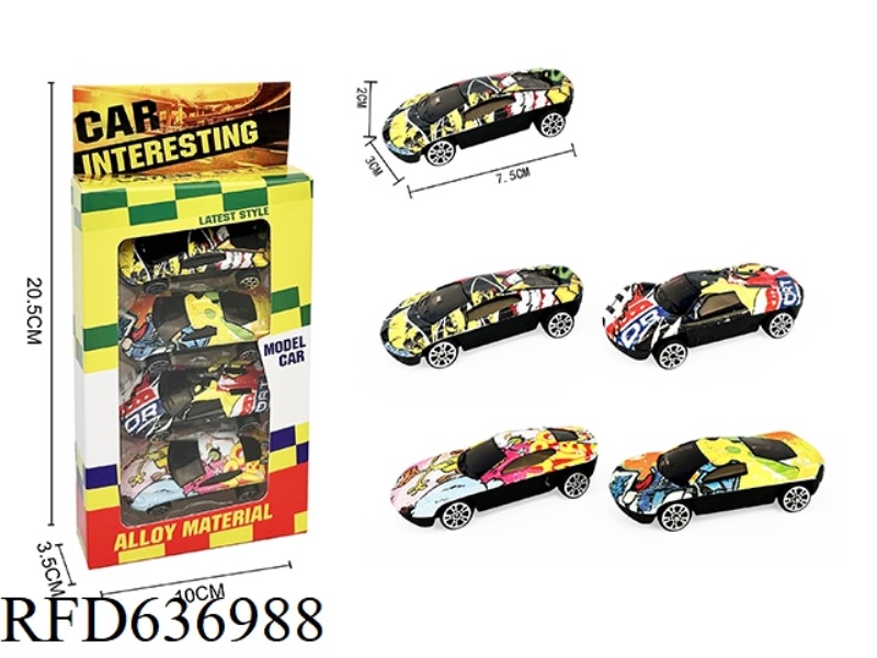 4PCS SLIDING ALLOY GRAFFITI CAR