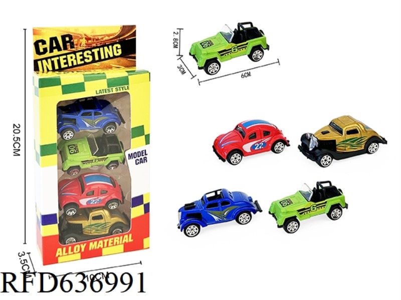 4PCS SLIDING ALLOY CLASSIC CAR