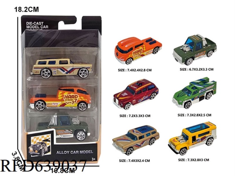 1:64 SLIDING ALLOY CLASSIC CAR 3PCS