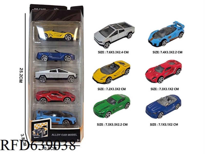 1:64 SLIDING ALLOY CAR 6 MODELS 5PCS