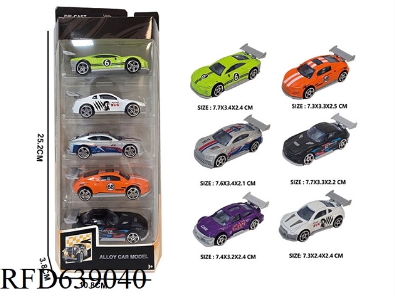 1:64 SLIDING ALLOY CAR 6 MODELS 5PCS