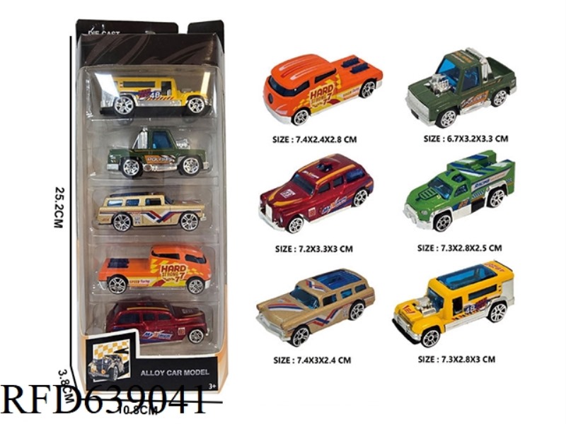 1:64 SLIDING ALLOY CLASSIC CAR 5PCS