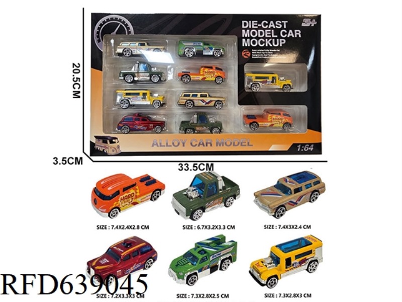 1:64 SLIDING ALLOY CLASSIC CAR 10PCS
