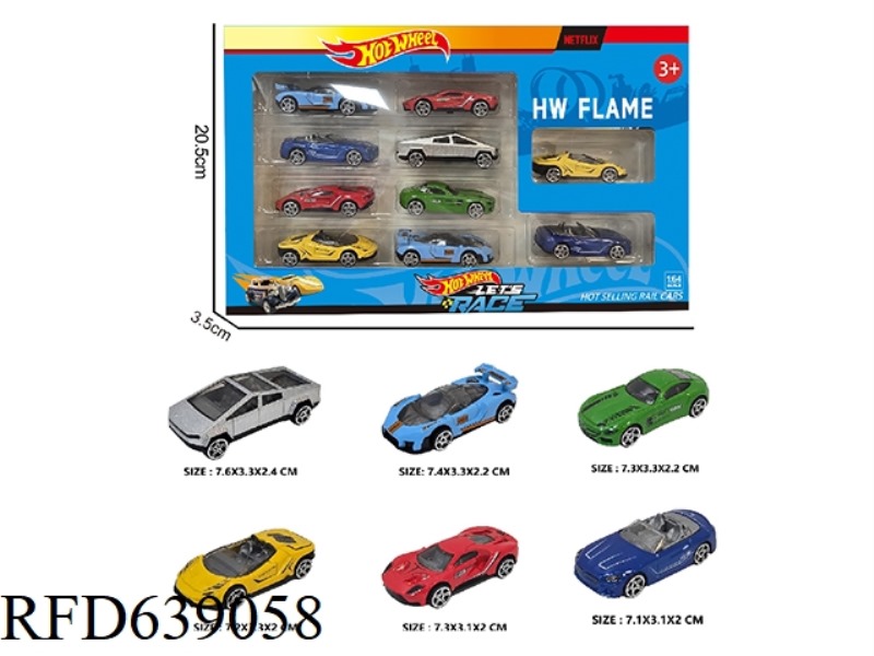 1:64 HOT WHEEL ALLOY 6 TYPES OF 10PCS