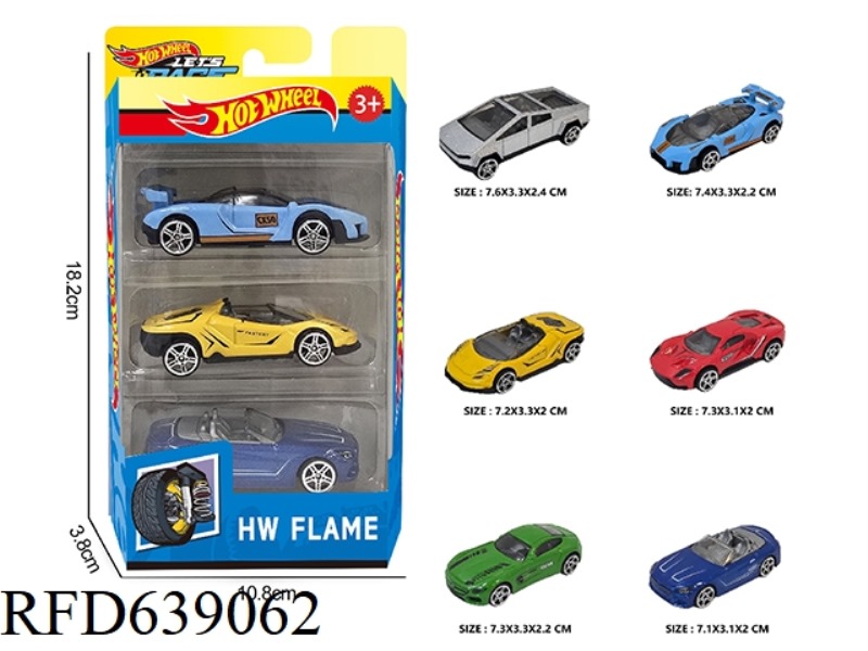 1:64 HOT WHEEL ALLOY 6 TYPES 3PCS