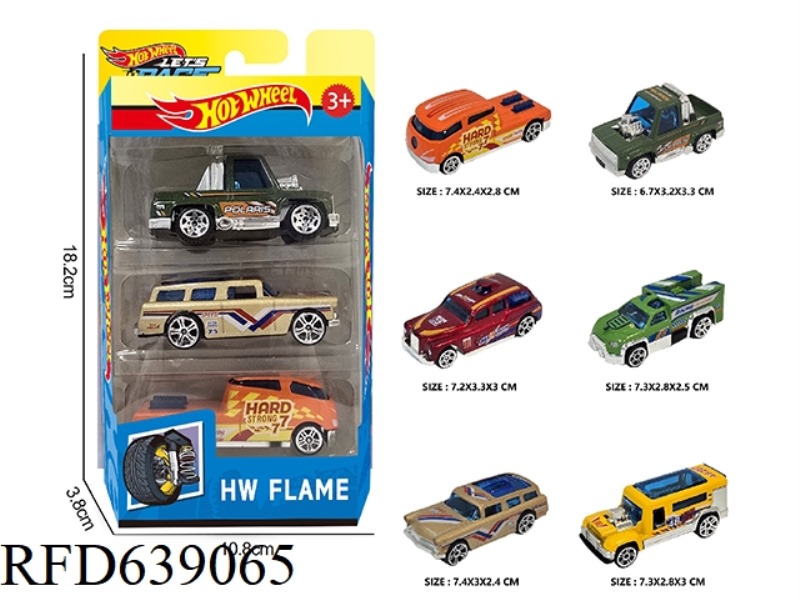 1:64 HOT WHEEL ALLOY 6 TYPES 3PCS