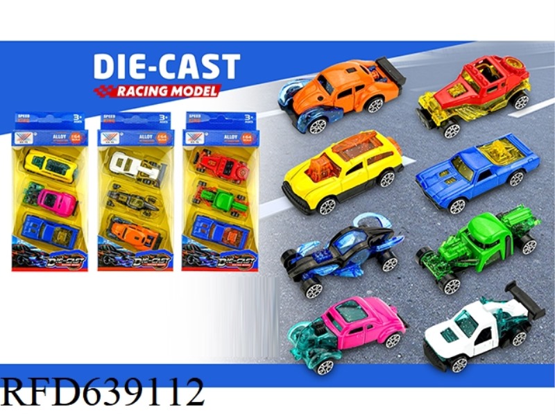 1:64 ALLOY OFF-ROAD VEHICLE PULL BACK (3PCS)