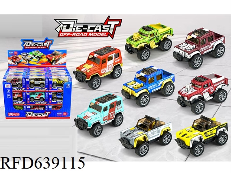 1:64 ALLOY OFF-ROAD VEHICLE PULL BACK (36PCS)